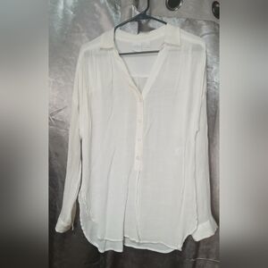 Soho New York & Co Jeans White Button-Up Blouse